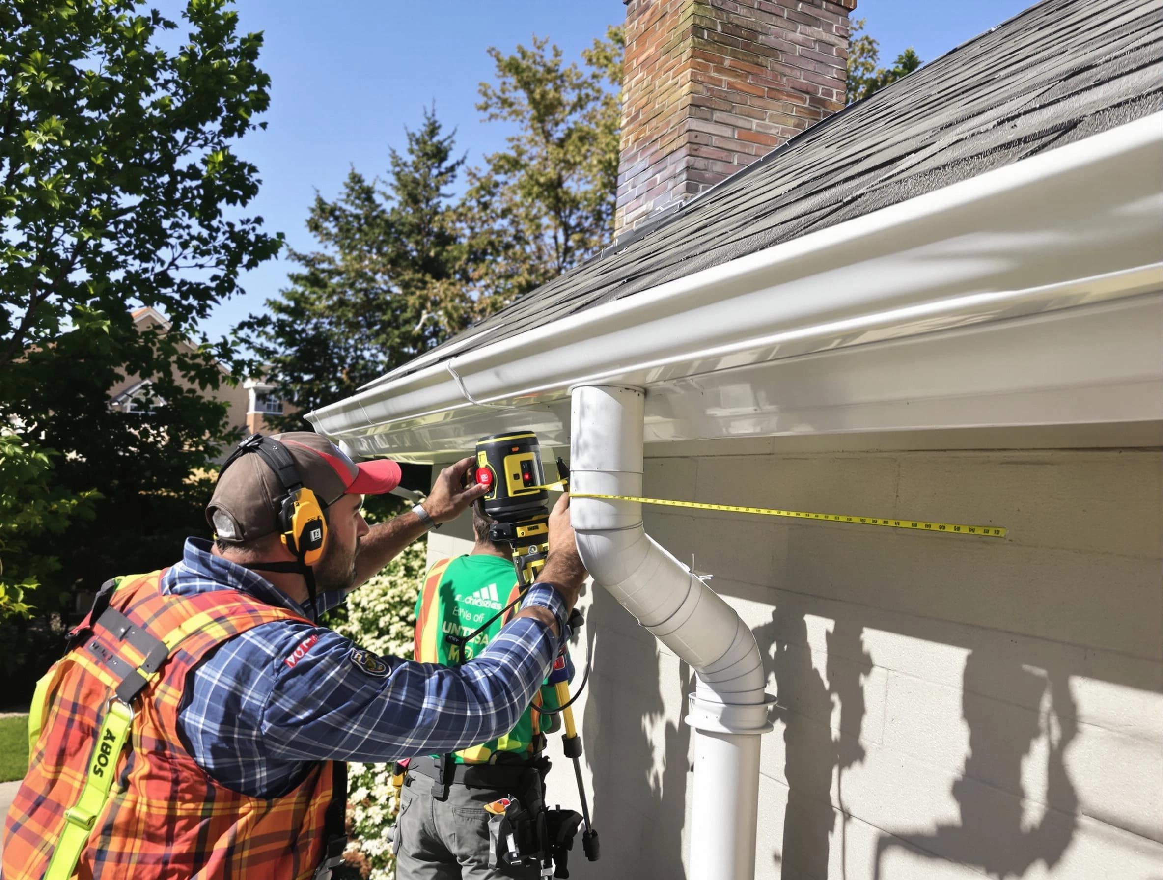 South Euclid Roofing Company installing downspouts at a property in South Euclid, OH