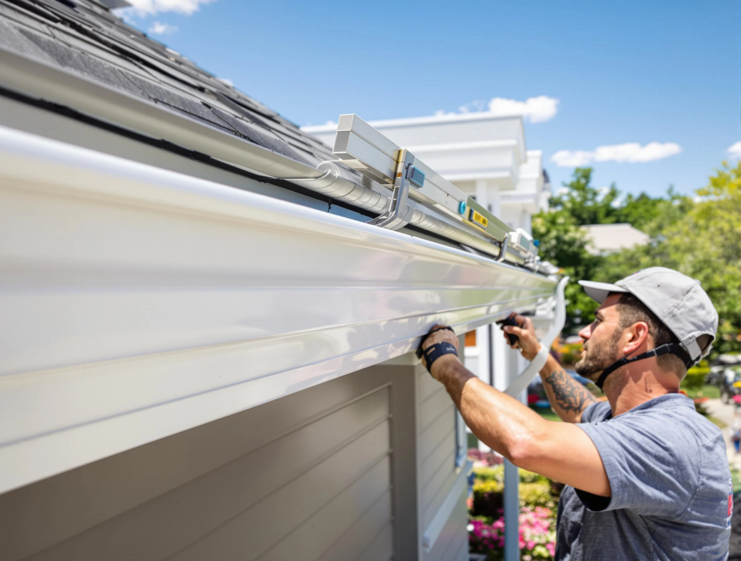 Newly installed gutters by South Euclid Roofing Company for a home in South Euclid, OH
