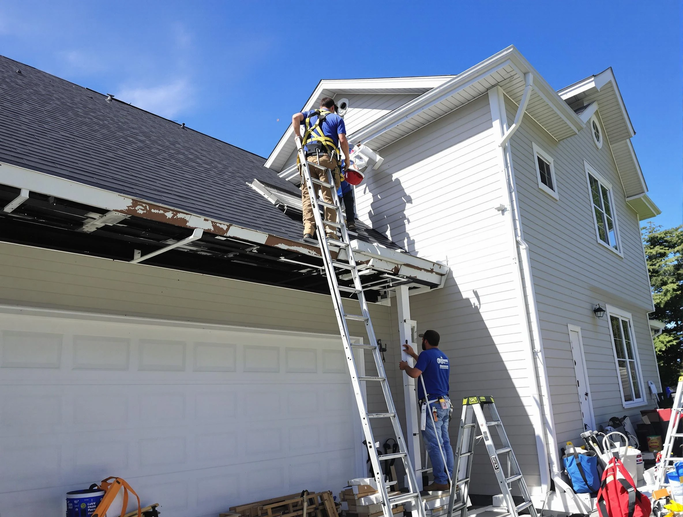 Newly replaced gutters by South Euclid Roofing Company in South Euclid, OH